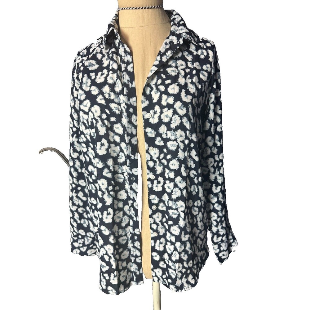 Banana Republic Blouse Button up Blue Print Career Dillon XS